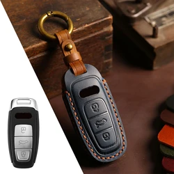 Deluxe Leather Car Key Case Cover - Premium Accessories (Blue)