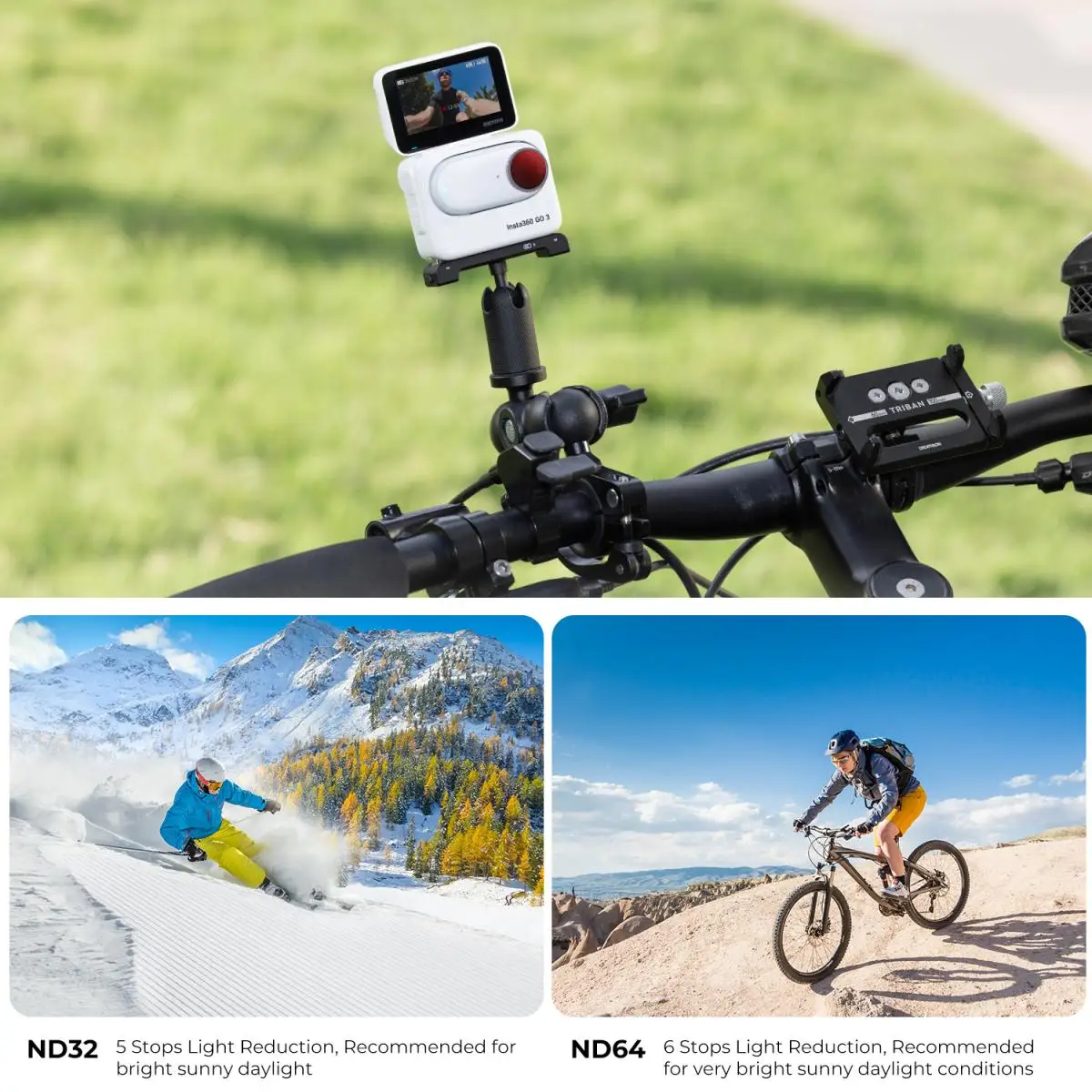 K & F Concept 필터 세트, Insta360 GO3 용, 28 멀티 코팅 광학 유리 필터, 액션 카메라 액세서리, ND8 + ND16 + ND32 + ND64