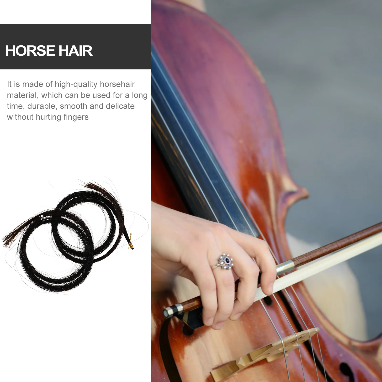 

2 Bundles Portable Viola Bow Hair Replacements Viola Accessories (Black)