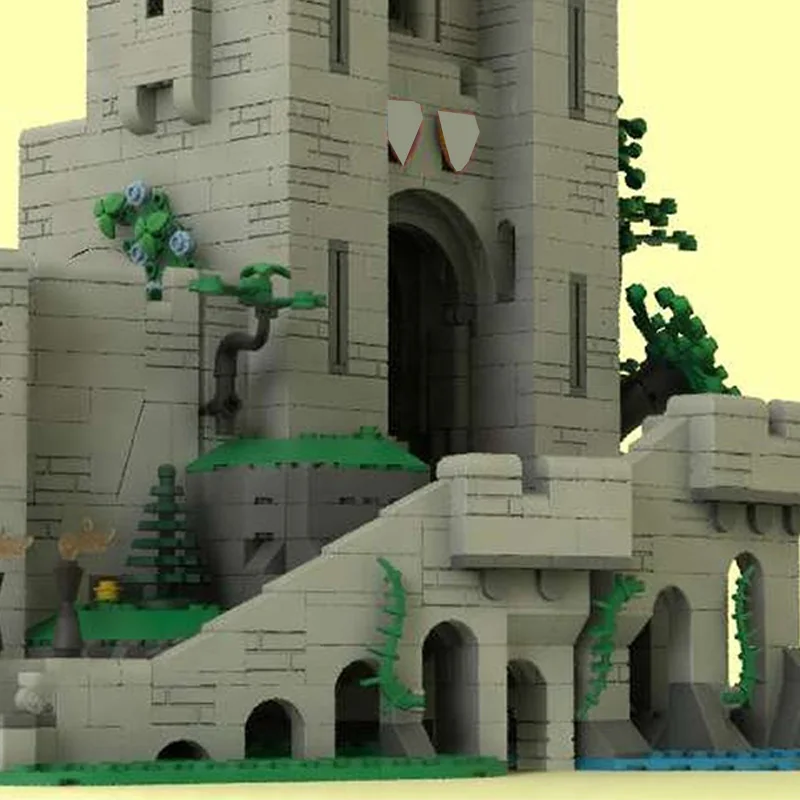181PCS 사자 기사의 성 경사로 모델 DIY 창의적인 아이디어 중세 거리 풍경 어린이 장난감 조립 퍼즐 생일 선물 조립