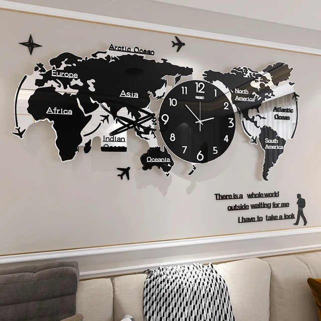 Kreative Welt Karte Große Wanduhr Moderne Acryl 3d Uhren Wand Wohnkultur  Wohnzimmer Schweigen Wand Uhr Mechanismus Saat FZ592 - AliExpress