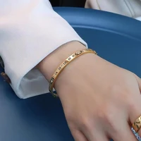 2025 Classic Design Roman Numerals Stainless steel Gold Color Charm Bracelet Korean Fashion Jewelry Luxury Accessories For Women 2