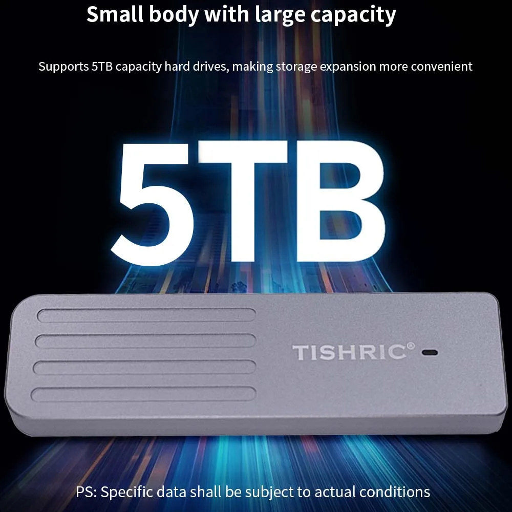 TISHRIC M.2 NVMe SSD Enclosure for Gaming High-Speed External Storage Solution Compatible With 2230/2242/2260/2280 SSD