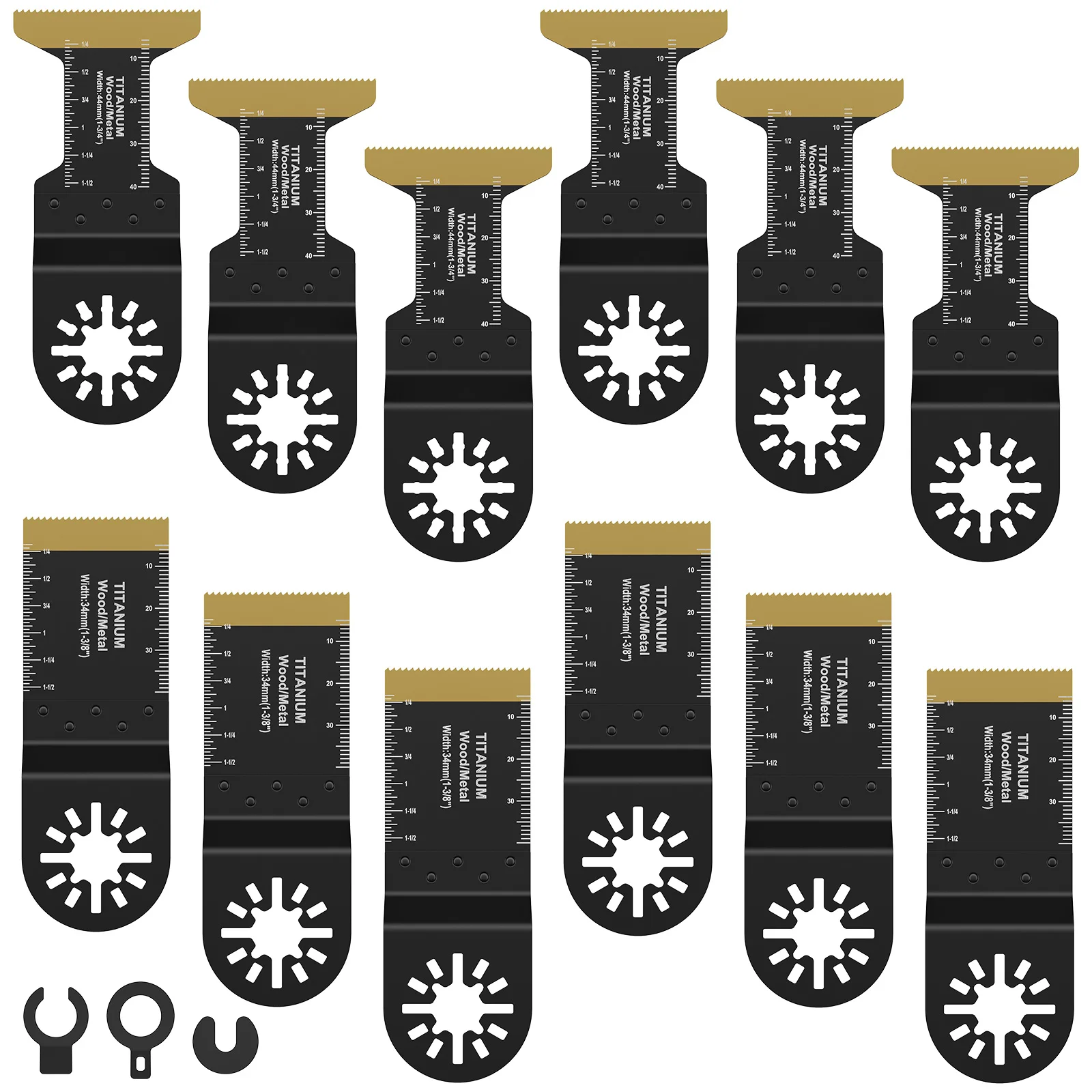 

12Pcs Titanium Oscillating Saw Blades Black Multipurpose Bi-Metal Oscillating Multitool Blades Oscillating Tool Blades