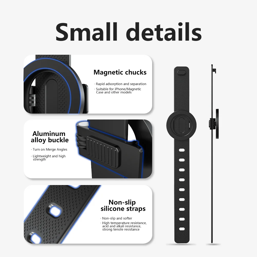 Magnetic Adjustable Silicone Phone Holder for Bikes, Strollers, and Gyms