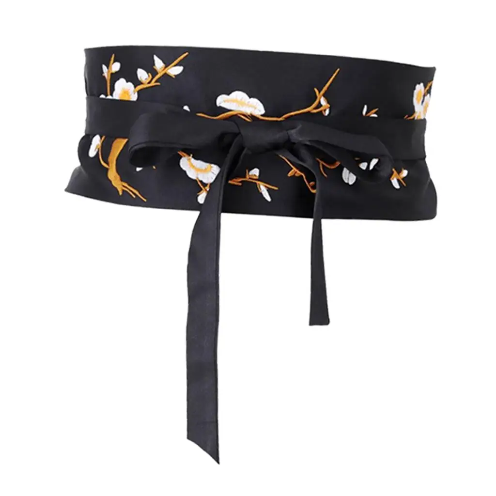 Women`s Corset Belt Waist Belt Tie Belt Embroidered Flower Girdle