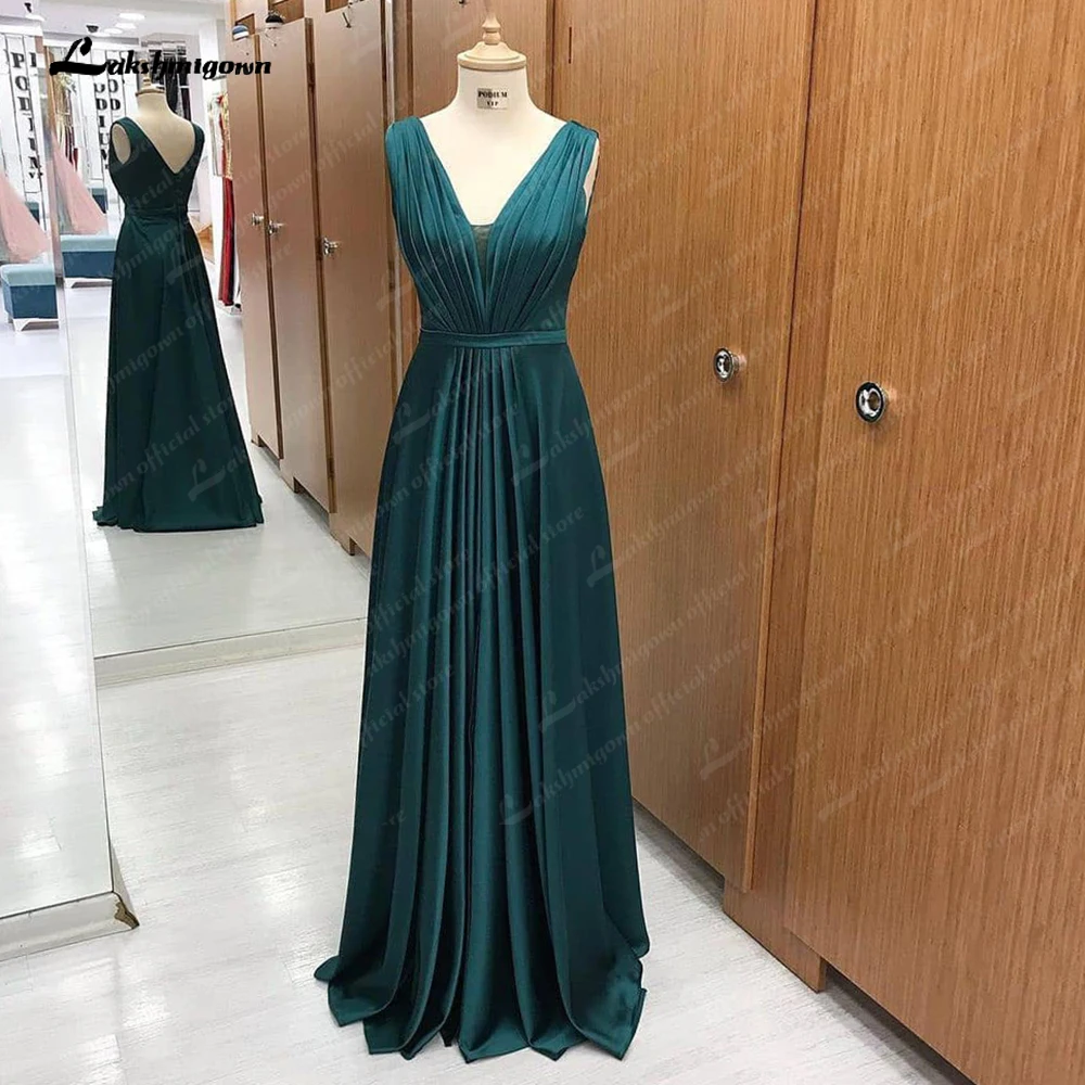 

Простые атласные вечерние платья с V-образным вырезом, соблазнительные плиссированные коктейльные платья, халаты для выпускного вечера, вечерние платья