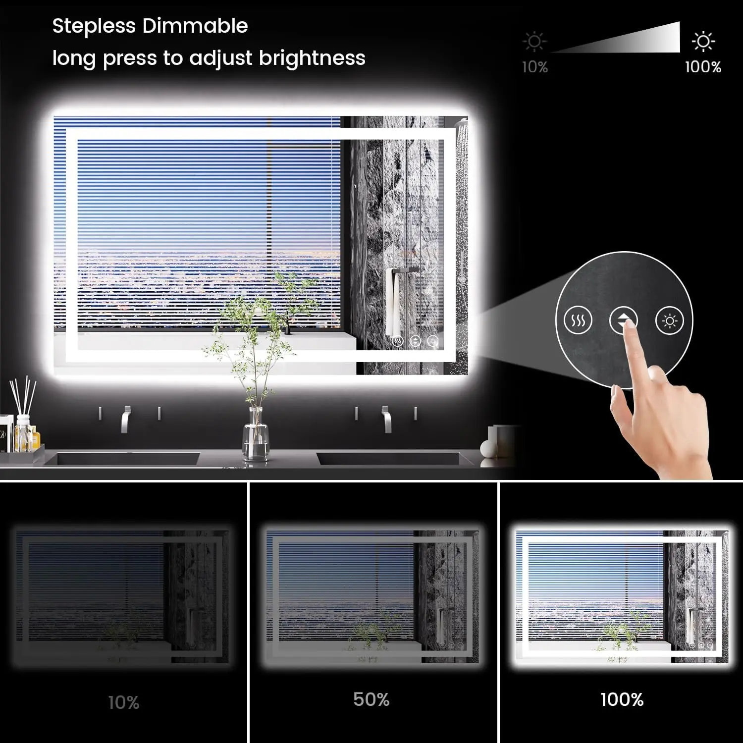 48X30 LED Bathroom Mirror with Lights, Anti-Fog, Backlit + Front Lit, Lighted Bathroom Vanity Mirror for Wall, Memory Function,