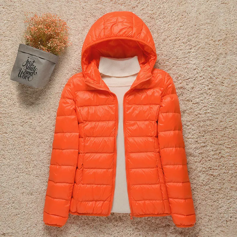 2023 New Fashion Female Cold Jacket Women Winter Light White Duck Down Jacket Slim Puffer Jacket Portable Windproof Down Coat 5