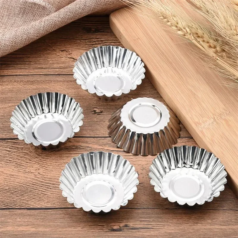 Reusable Stainless Steel Egg Tart Mold Baking Accessories Cookie Pudding Mould Mooncake Mold Pastry Tools 10 Pcs baking mold baking decorating tools