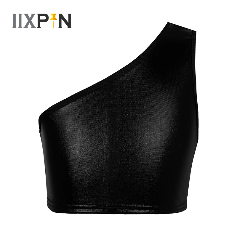 

Girls Boys Jazz Dance Tops for Performance Costumes Kids Sleeveless Shiny Metallic Vest Crop Tops Children Ballet Dancewear