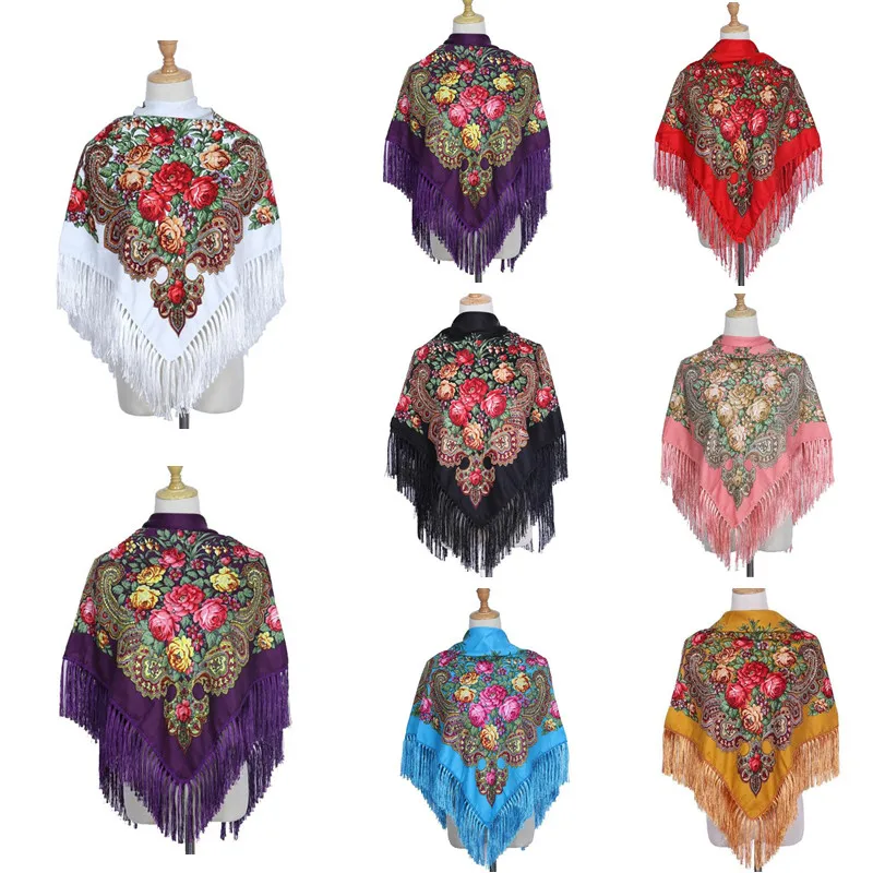 

Шаль, ретро-шарф с принтом, зимняя шаль, осень и зима, теплая хлопковая Русская женская шаль в этническом стиле, модель 2021 года