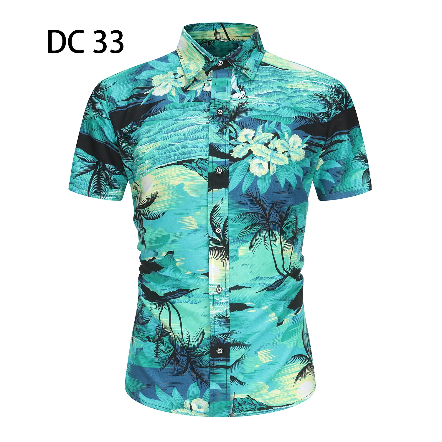 

Summer New European and American Men's Printed Short Sleeve Shirt Non ironing Beach Shirt Trend Casual Top