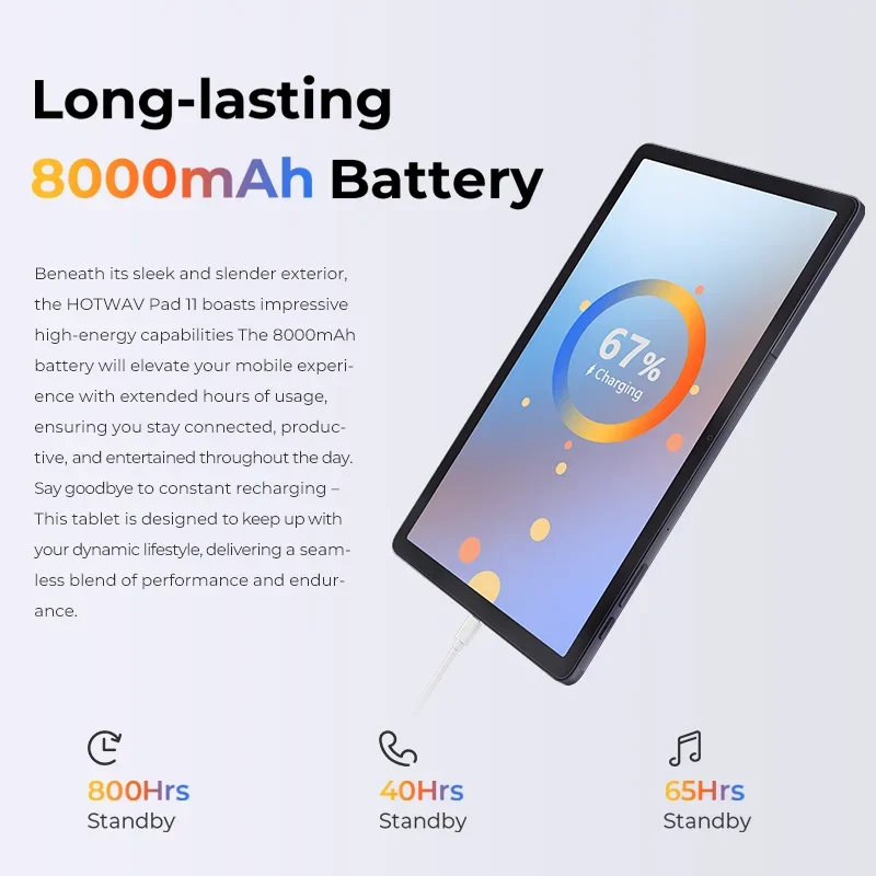 HOTWAV 패드 11 태블릿 키보드 포함, 11 인치, 2K, 8000mAh, 12(6 + 6)GB, 256GB, 와이드바인 L1, 안드로이드 13, 로우 블루 라이트, 쿼드 라우드 스피커
