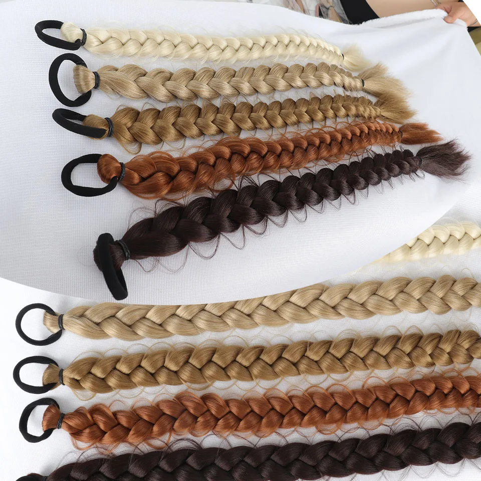 Synthetic Black Braided Ponytail Hair Extension for Women