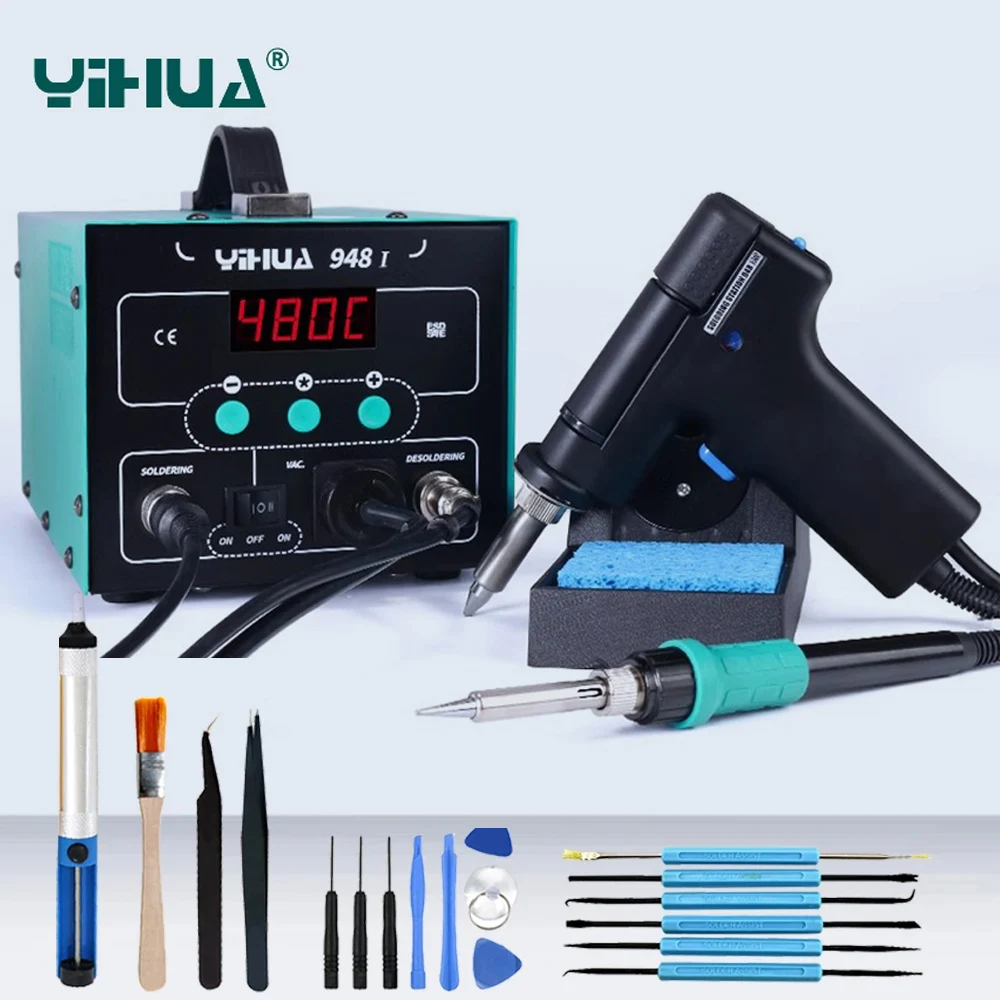 

Паяльная станция YIHUA 948-I 2 в 1, прибор для пайки, демонтажа олова, с цифровым дисплеем