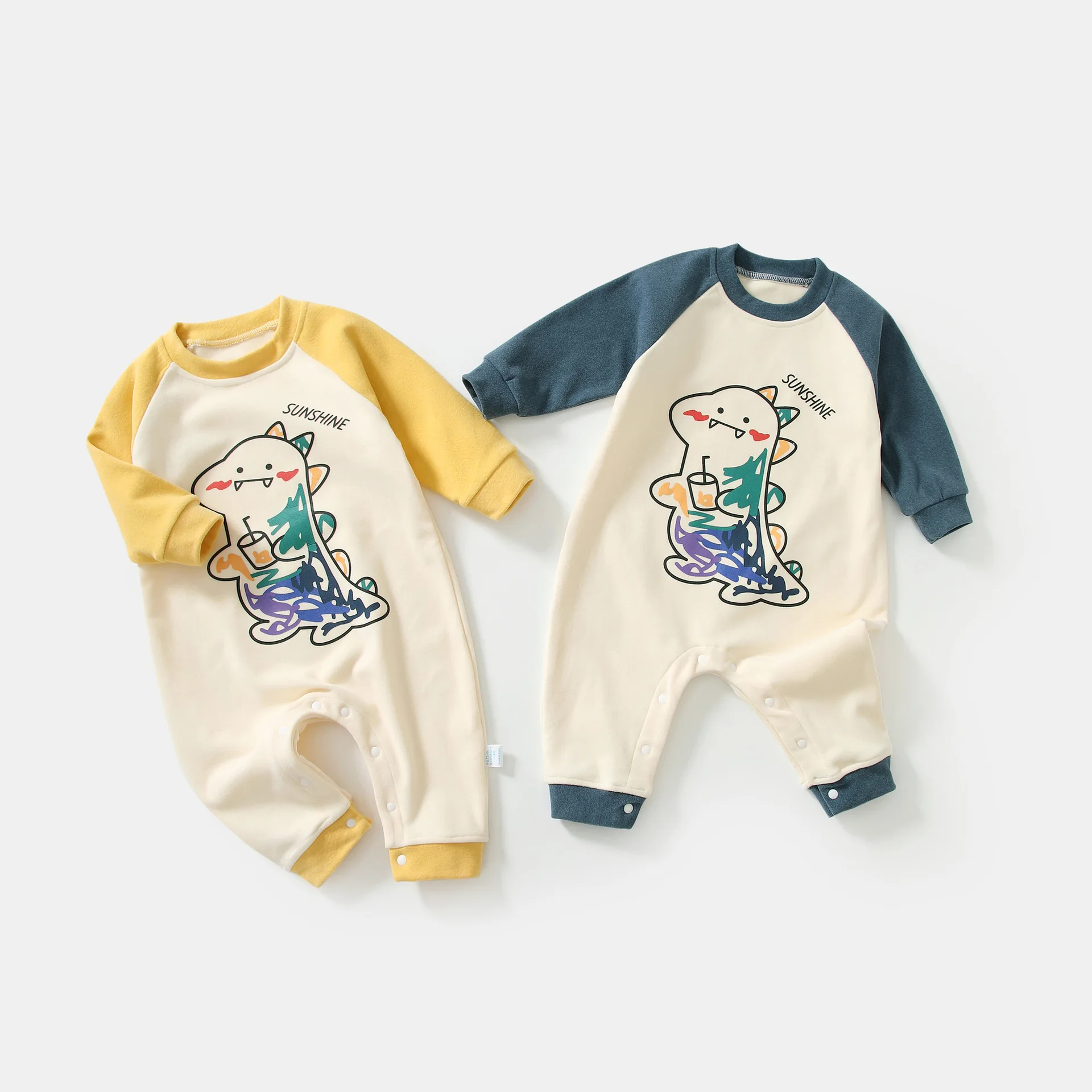 

Autumn Winter Toddler Dinosaur Cartoon Printed One Pieces Jumpsuit Long Sleeve De Long Infant Baby Boy Girl Unisex Romper Clothe