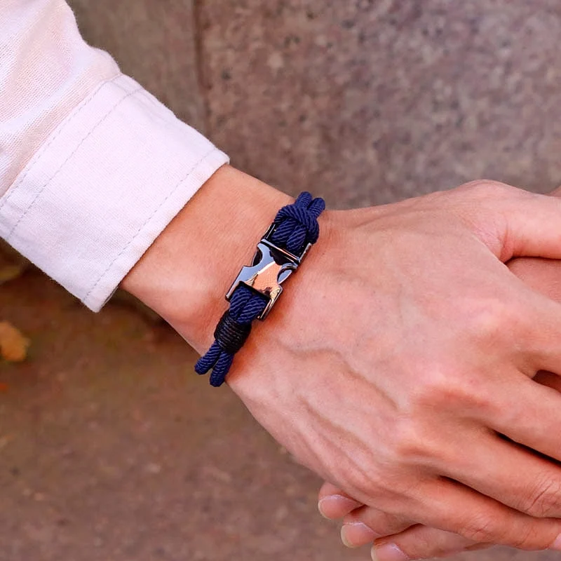 Nylon Rope Men Bracelet Double Layer Spring Buckle