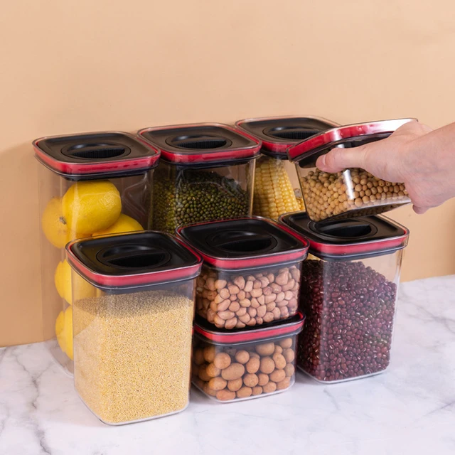 Organizzatori da cucina per contenitori per dispensa contenitori per  frigorifero da cucina barattoli per Organizer con coperchio contenitori per  spezie in plastica - AliExpress