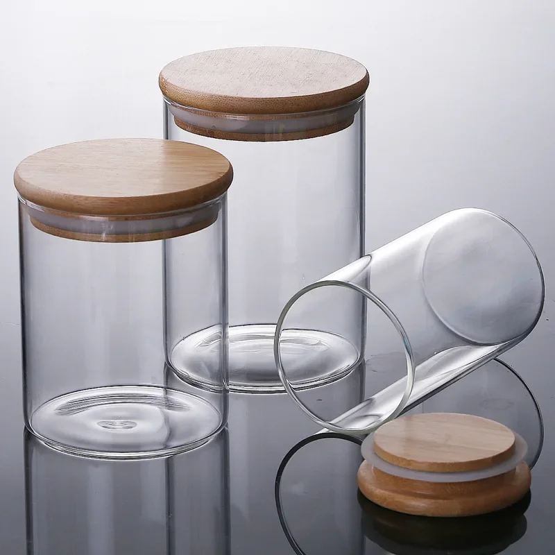 Square Glass Storage Jars with Bamboo Cover, Sealed Glass Bottle, Kitchen  Seasoning Pot, 250ml, 6 Units - AliExpress