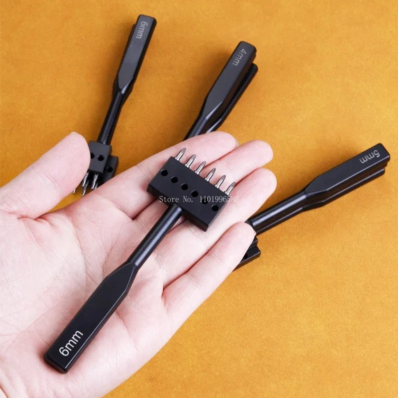 4mm/5mm/6mm Leather Process Round Holes Row Punch DIY Leather Bag/shoe/coasters Hand Stitching Hole Auxiliary Punching Tools leather hole punch leather puncher