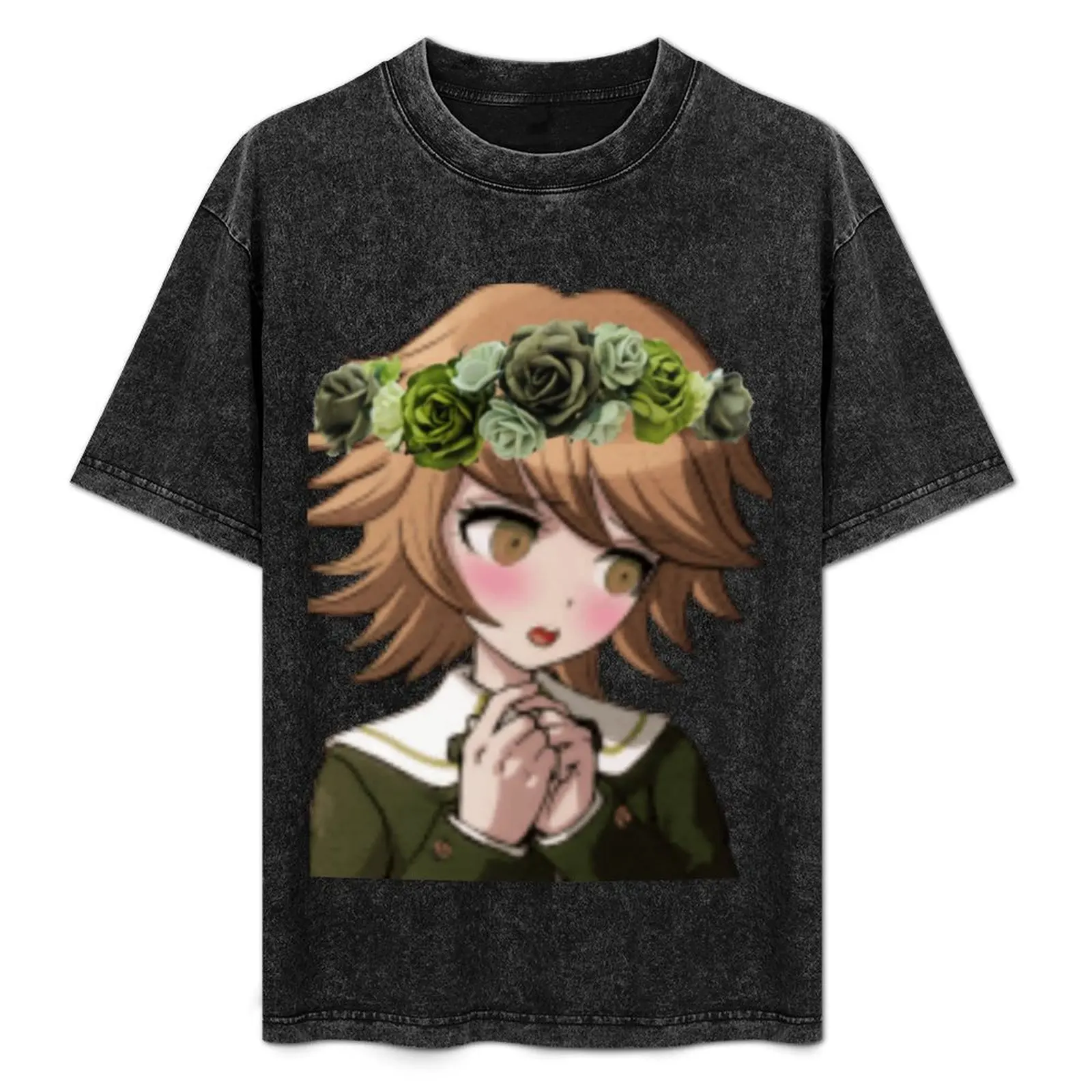 Danganronpa Chihiro Fujisaki With Flower Crown PTTT1604 Washed T-Shirt 3 - Danganronpa Merch - Danganronpa Merch