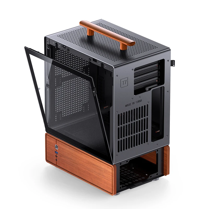 존스보 T7 PC 케이스 휴대용 미니 케이스 MATX 측면 투명 데스크탑 소형 게임 콘솔 섀시 메쉬 ITX MATX 컴퓨터 케이스