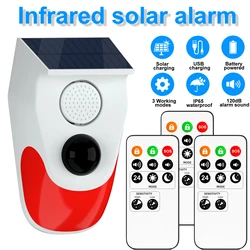 Wireless Solar - Powered Outdoor Alarm System with Strobe Siren and Smart Home Security Features (1 siren 3 remote)