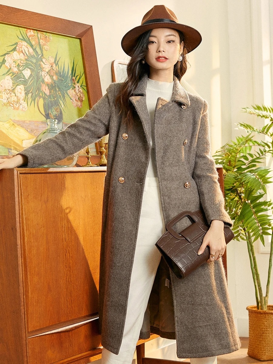 

Winter Wool Coat England Style Double Breasted Cashmere Coat for Office Lady Windbreaker Jackets Trench Korean Coats Luxury