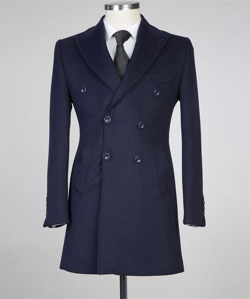 

Thick Cashmere Men Suit Smoking Long Overcoat Custom Made Winter Wool Double Breast Business Warm King Coat Jacket Outfit