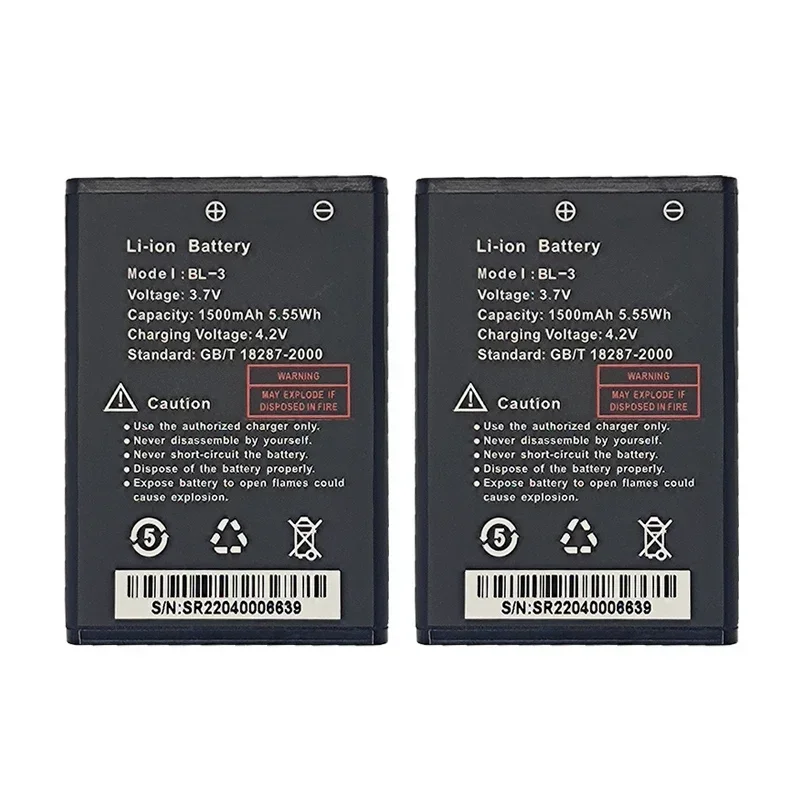 2pcs For Baofeng UV-3R Walkie Talkie Battery 1500mAh for BF-UV3R Two Way Radio Accessories UV 3R Radio Extra Battery Model BL-3 2