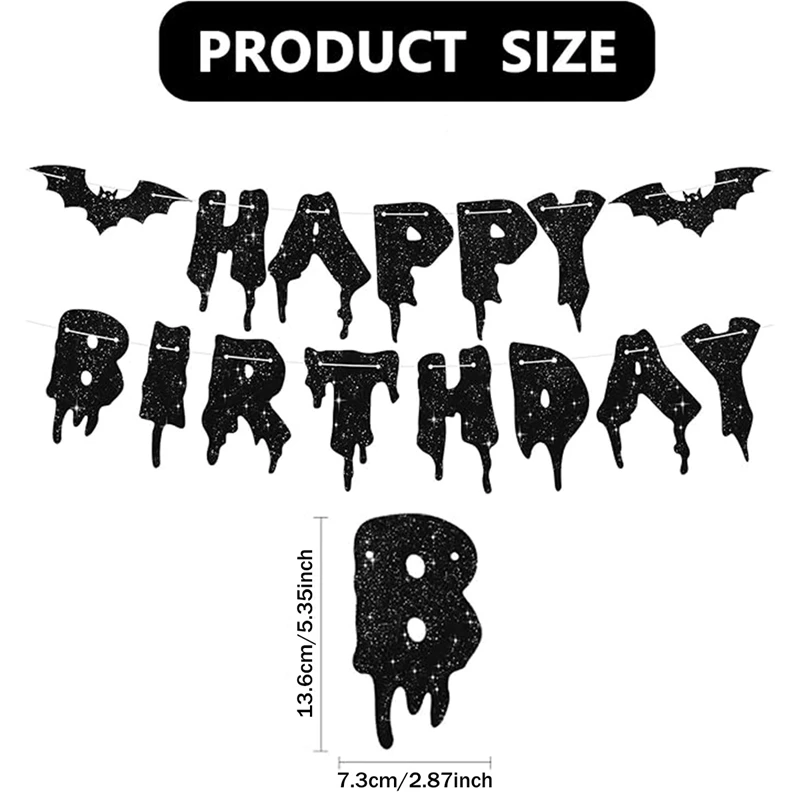 Black Bat Happy Halloween Paper Banner Hanging Garland 2025 Halloween Party Home Decoration Supplies Pumpkin Ghost Flag Props