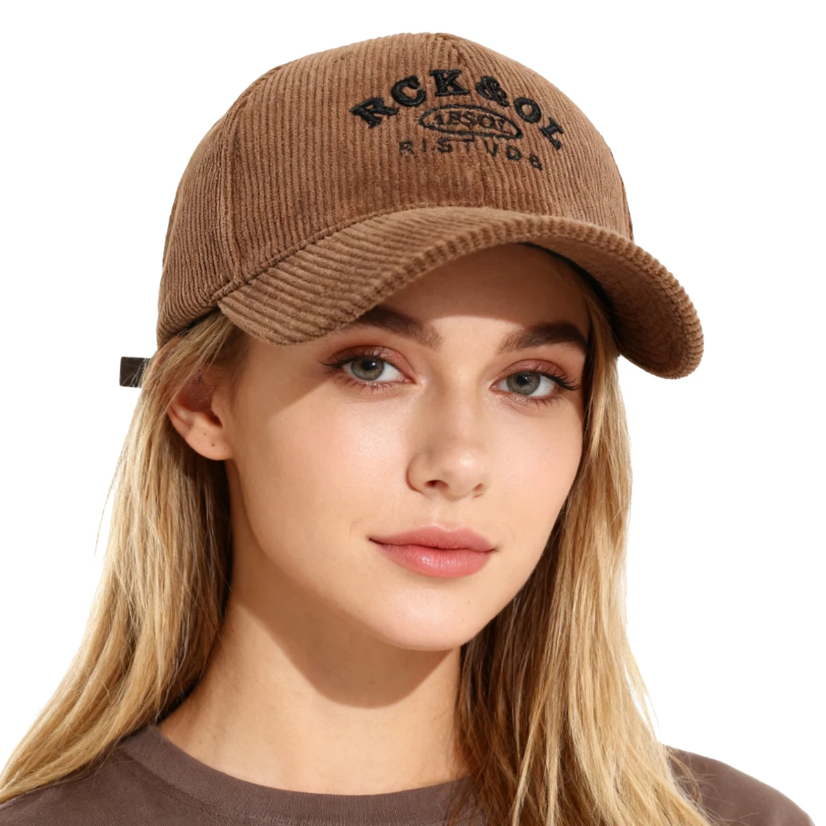 Corduroy Hat for Women, Autumn and Winter, Double-Layered, Thickened, High-End Hard-Brimmed Baseball Cap for Hiking, Face-Slimming Duckbill Cap for Men