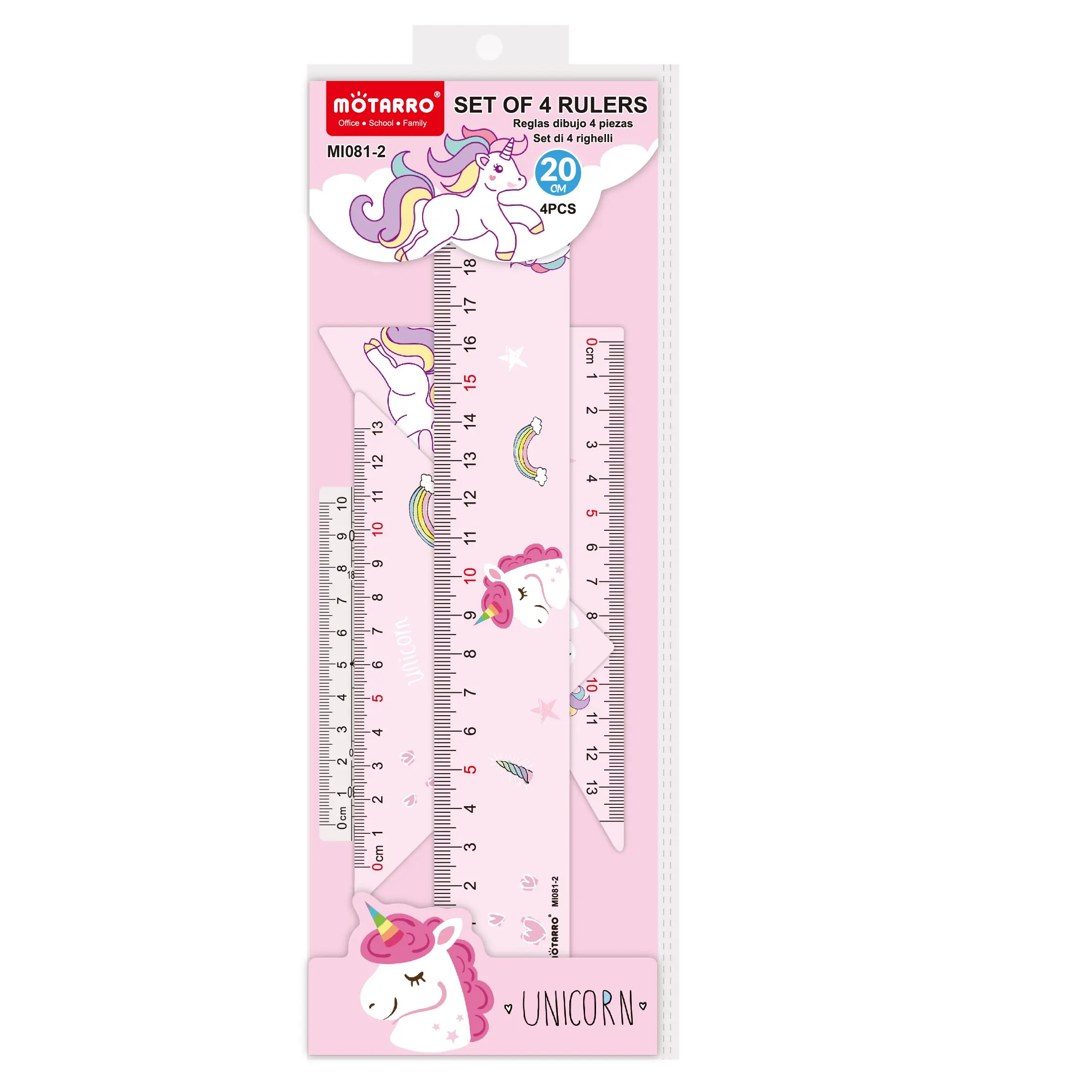 4 in 1 Cute Cartoon Ruler Stationery Set Multifunctional Combination Ruler Pink Triangle Protractor Drawing drafting set mathematical rulers set drawing tool set