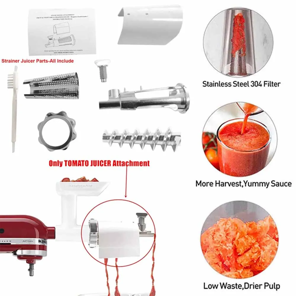 Description Picture 2 of itemTomato Juicer Fruit and Vegetable Strainer Parts Attachment For Kitchenaid Stand Mixers Accessories Food Grinder Model FGA