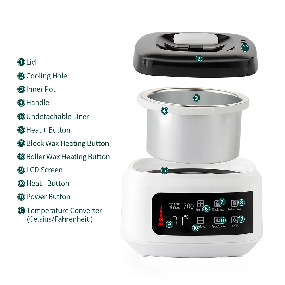 500ML Electric Wax Heater Machine Hair Removal Wax-melt Machine Depilatory Wax Melting Warmer Wax Heating Pot Melter Epilator