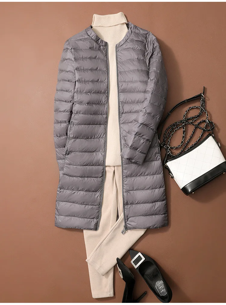 SEDUTMO Winter Duck Down Jackets Women Long Ultra Light Coat Casual Slim Black Thin Autumn Parkas ED2070