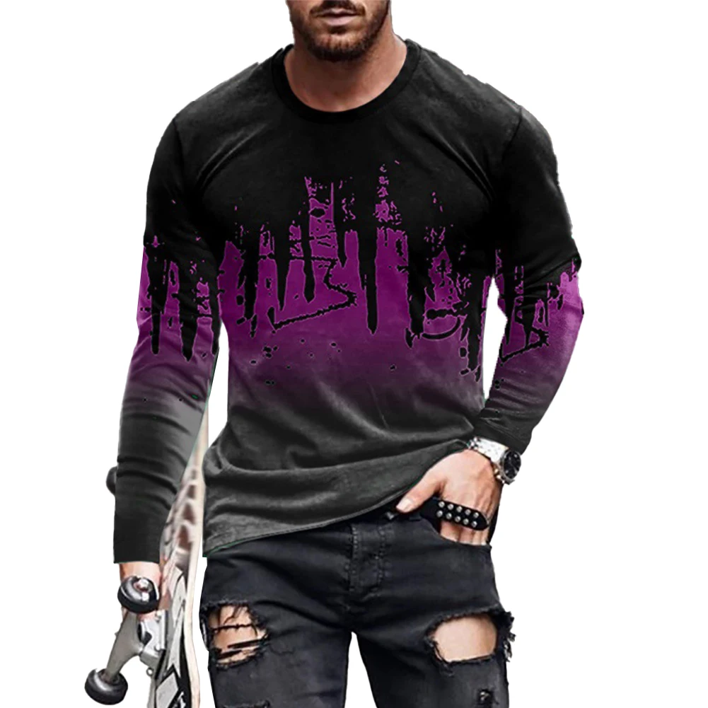 

Comfy Fashion Hot New Stylish Top Pullover Round Neck Shirt Slim Fit T-shirts Brown Dark Gray Polyester Purple