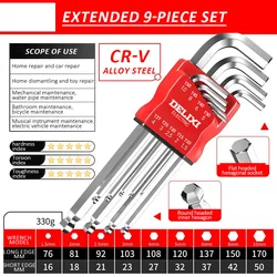 DELIXI ELECTRIC Allen Hex Wrench Screwdriver Set with Universal Torque (JP-1086)