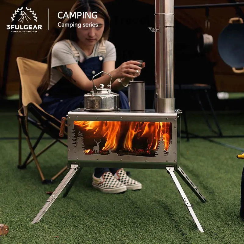 3F UL GEAR Folding Wood Burning Stove 304 Stainless Steel Portable Heating  Firewood Stove Tourism Camping Kitchen Fire Stove - AliExpress