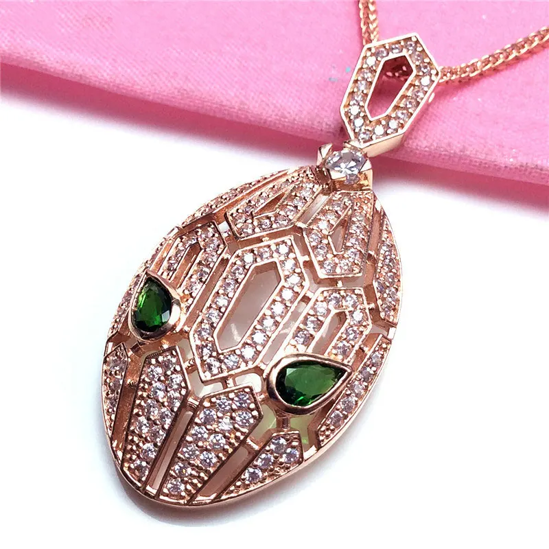 585 purple gold plated 14k rose gold inlaid emerald crystal charm necklace exaggerated classic party jewelry for women