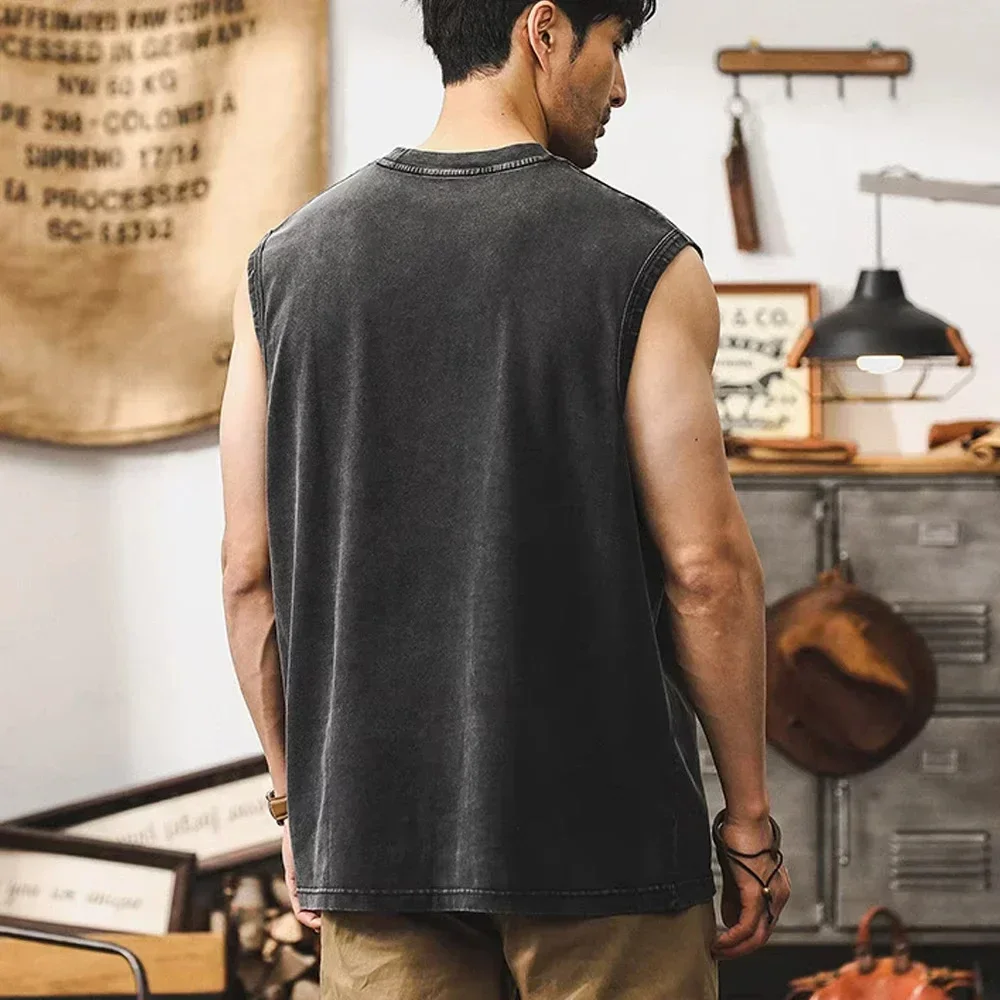 Amerikanische Rockband Bedrucktes Vintage Washed Sport-Tanktop aus Baumwolle Ärmelloses Herren-T-Shirt Hip-Hop Gym-Kleidung Sommer 2026 – Detail 4