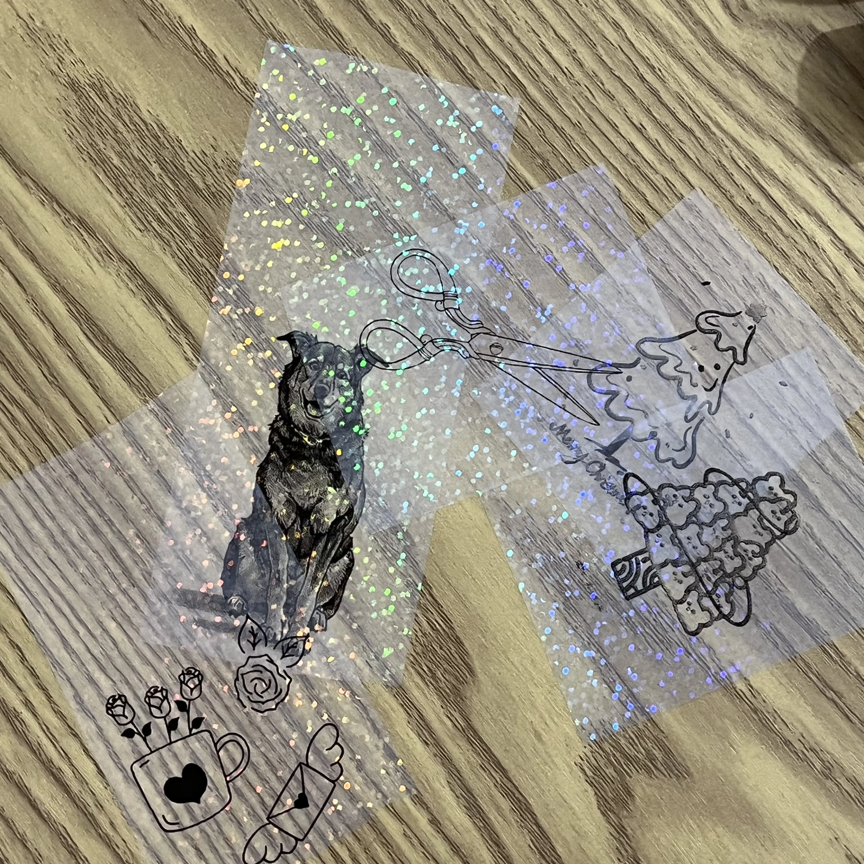 Clear Holographic Dot,Transparent Self-Adhesive Thermal Paper Rolls: 57mm X 3m, Compatible with Most Mini Printers