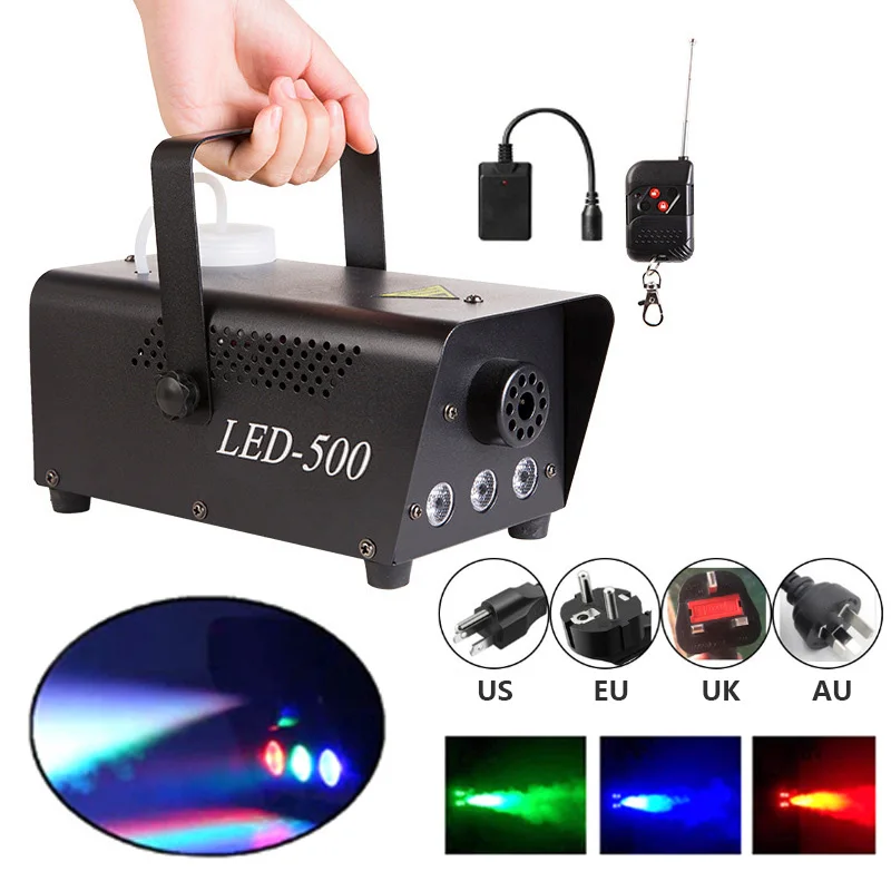 500W 3LED Remote Control Smoke Machine Seven Color Always Bright Models Stage Special Effects Smoke Generator