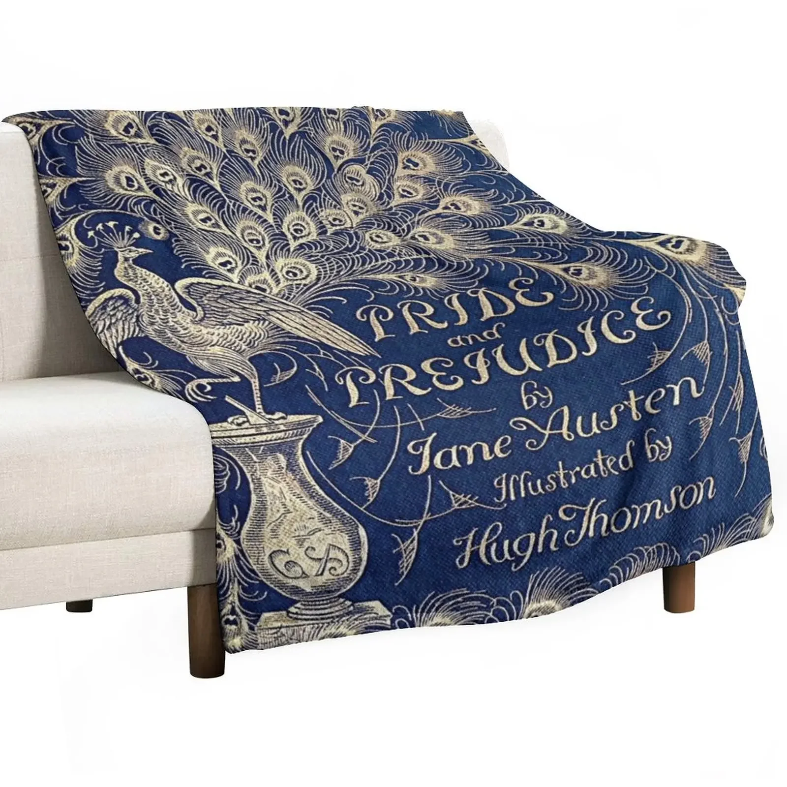 

Pride And Prejudice Peacock Edition Book Cover Throw Blanket Bed linens Cute Plaid Personalized Gift Blankets