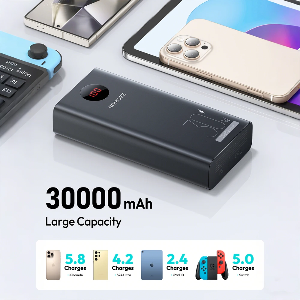30000mah Portable Power Bank with 30w Usb-C Fast Charging Battery Powerbank Power Station for Iphone15/14/13/12 Ipad Sumsung 2