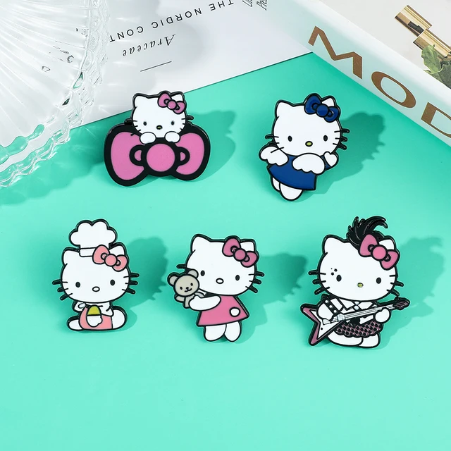 Hello Kitty Enamel Pin Sanrio for Lapel Backpacks Bags Pink Flower A100