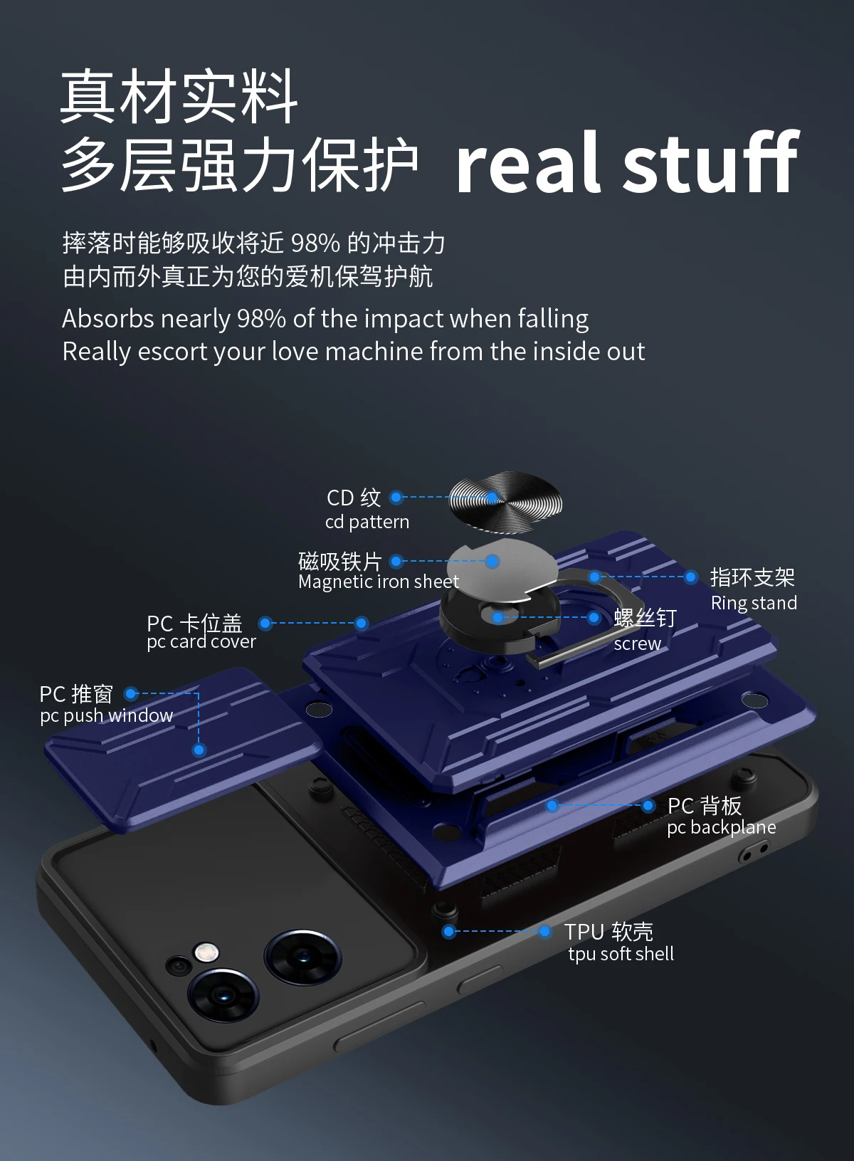 Rotating Car Mount Magnetic Ring Card Slot Holder Phone Case