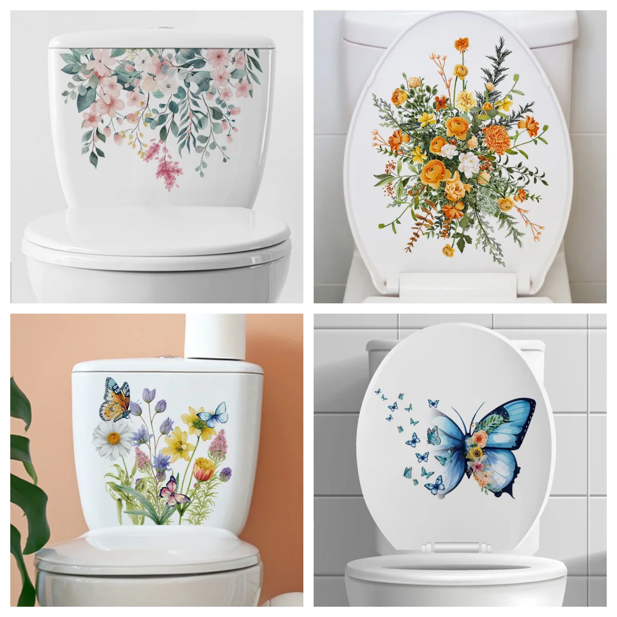 Toilet Wall Stickers Green Plant Leaves Wall Sticker for Bathroom Toilet WC