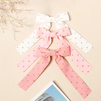 3pcs Butterfly Knot Corduroy Gold Dot Long Tail Hair Clips Soft Delicate Children Hair Accessories Party Photo Girl Hair Clip 2